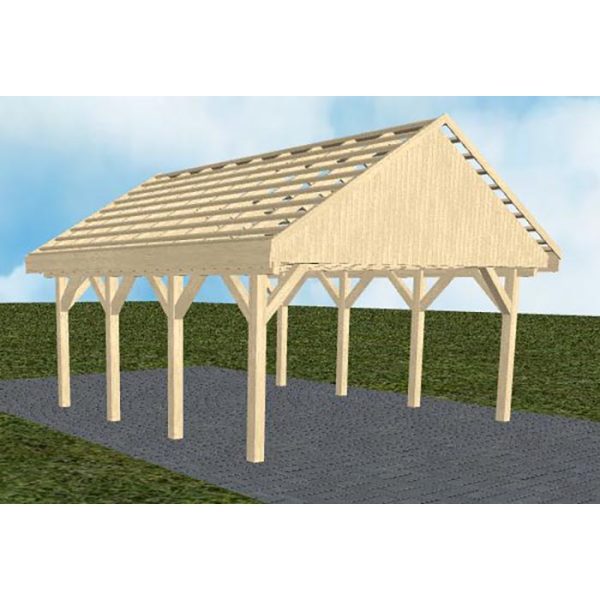 JODA Carport Minden KO Master Satteldach, ohne Rinne, ohne Pfannen