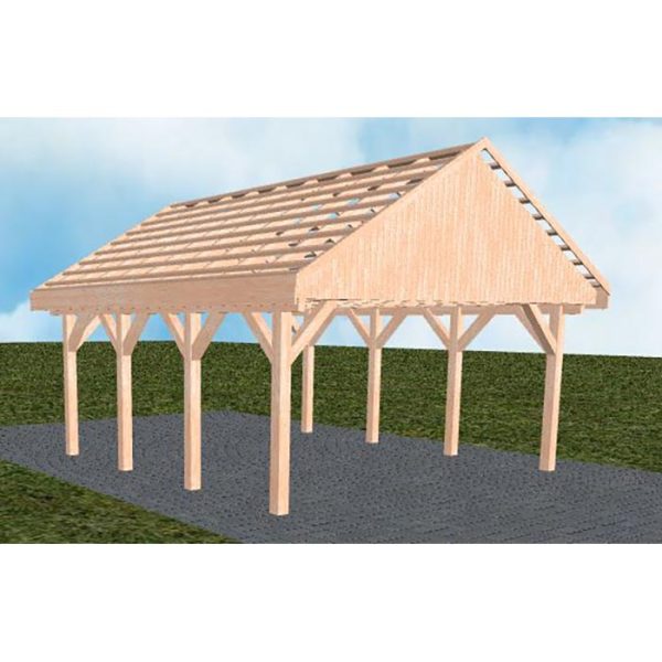 JODA Carport Minden KO Natur Satteldach, ohne Rinne, ohne Pfannen