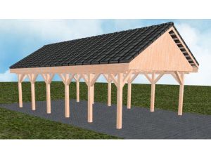 JODA Carport Minden LD Natur Satteldach, incl. Pfannen und Rinne