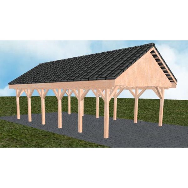 JODA Carport Minden LD Natur Satteldach, incl. Pfannen und Rinne