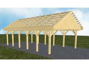 JODA Carport Minden LO Classic Satteldach, ohne Rinne, ohne Pfannen