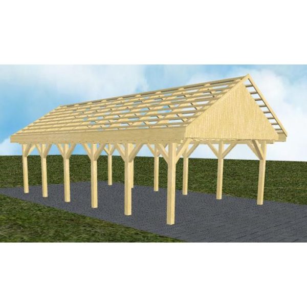JODA Carport Minden LO Classic Satteldach, ohne Rinne, ohne Pfannen