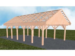 JODA Carport Minden LO Natur Satteldach, ohne Rinne, ohne Pfannen