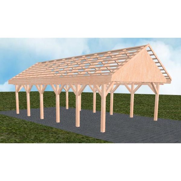 JODA Carport Minden LO Natur Satteldach, ohne Rinne, ohne Pfannen