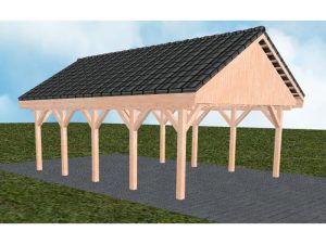 JODA Carport Minden MD Natur Satteldach, incl. Pfannen und Rinne