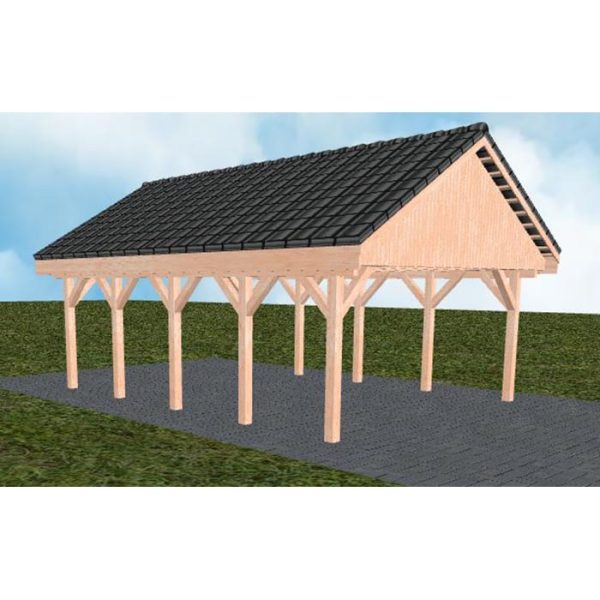 JODA Carport Minden MD Natur Satteldach, incl. Pfannen und Rinne