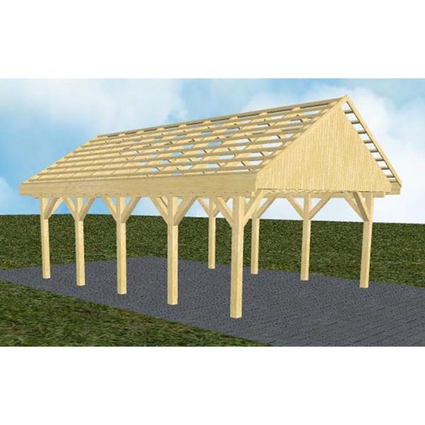 JODA Carport Minden MO Classic Satteldach, ohne Rinne, ohne Pfannen