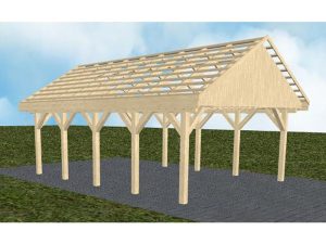 JODA Carport Minden MO Master Satteldach, ohne Rinne, ohne Pfannen