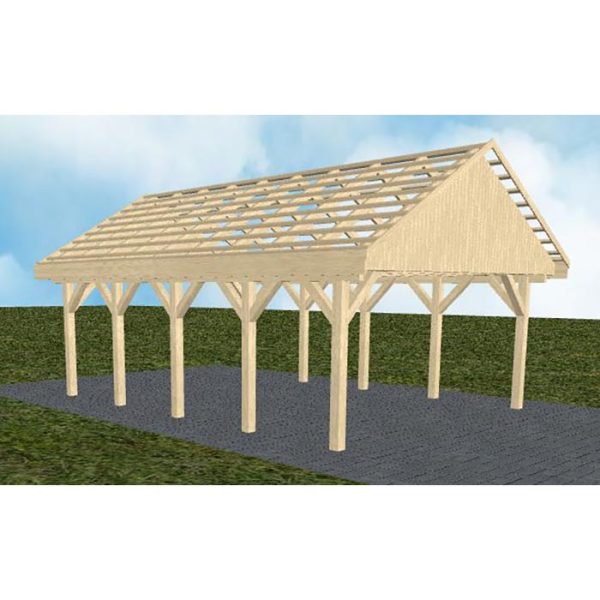 JODA Carport Minden MO Master Satteldach, ohne Rinne, ohne Pfannen