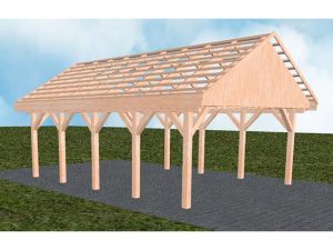 JODA Carport Minden MO Natur Satteldach, ohne Rinne, ohne Pfannen