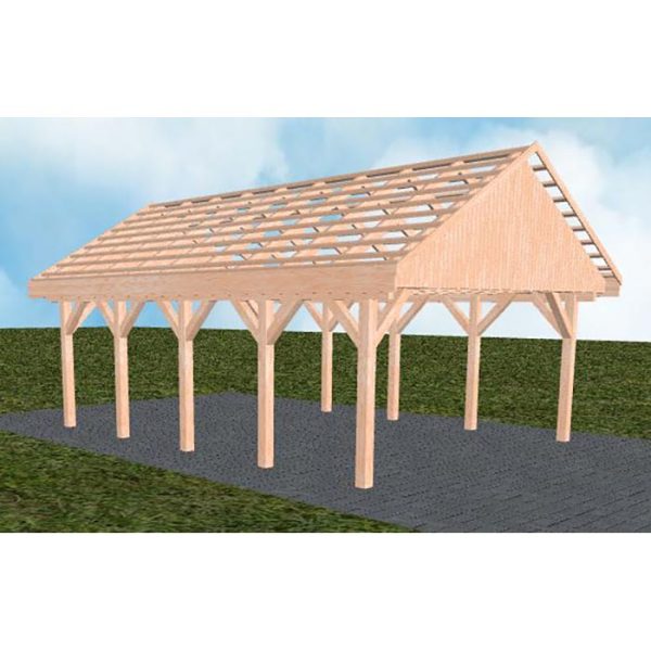 JODA Carport Minden MO Natur Satteldach, ohne Rinne, ohne Pfannen