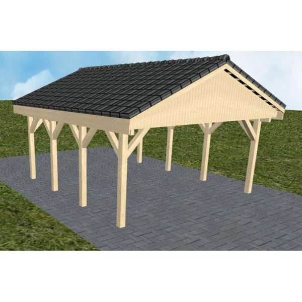 JODA Carport Walsrode KD Master Satteldach, incl. Pfannen und Rinne