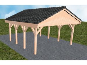 JODA Carport Walsrode KD Natur Satteldach, incl. Pfannen und Rinne