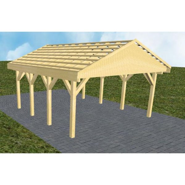 JODA Carport Walsrode KO Classic Satteldach, ohne Rinne, ohne Pfannen