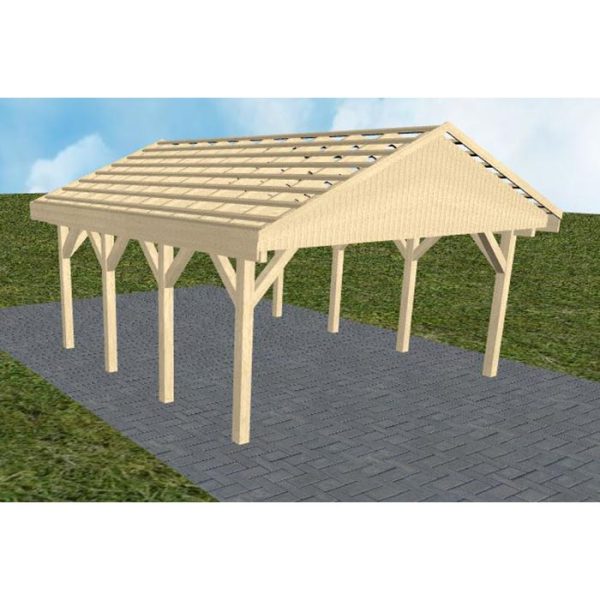 JODA Carport Walsrode KO Master Satteldach, ohne Rinne, ohne Pfannen