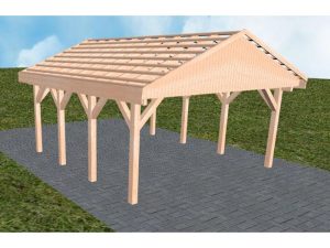 JODA Carport Walsrode KO Natur Satteldach, ohne Rinne, ohne Pfannen