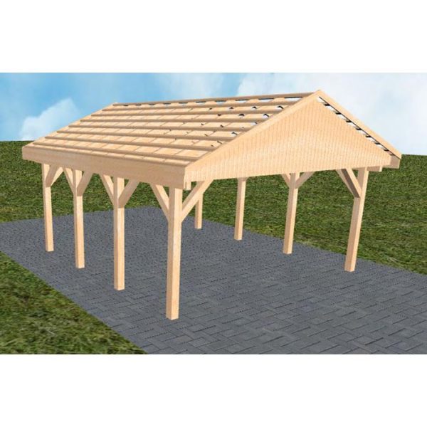 JODA Carport Walsrode KO Perfect Satteldach, ohne Rinne, ohne Pfannen