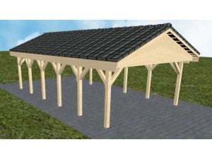 JODA Carport Walsrode LD Master Satteldach, incl. Pfannen und Rinne