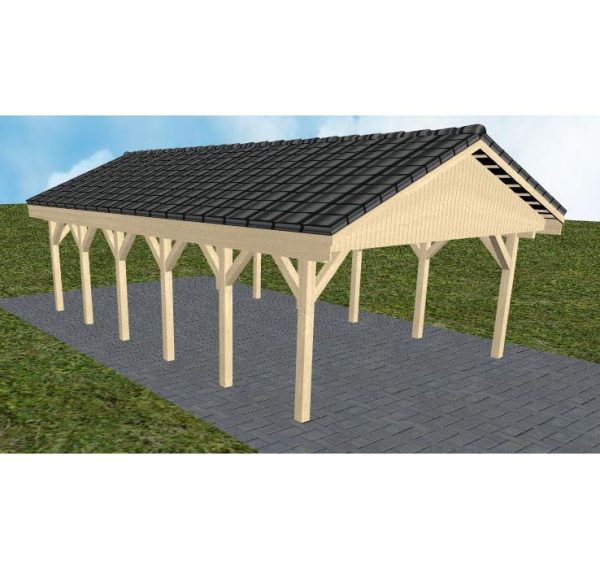 JODA Carport Walsrode LD Master Satteldach, incl. Pfannen und Rinne