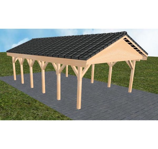 JODA Carport Walsrode LD Perfect Satteldach, incl. Pfannen und Rinne