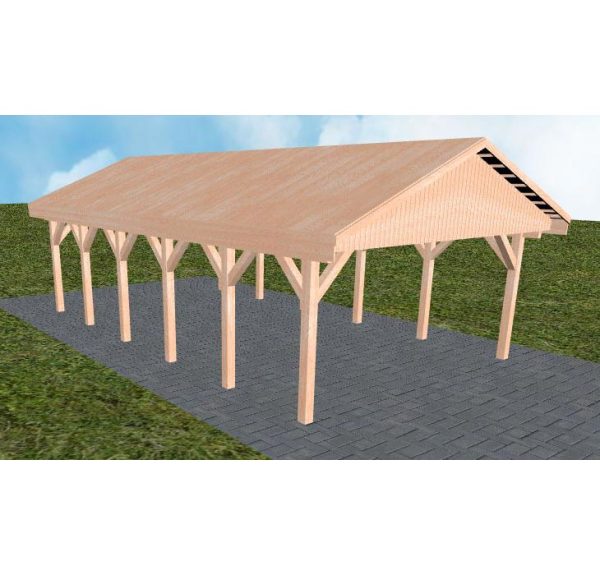 JODA Carport Walsrode LG Natur Satteldach, vorb.f. Gründach