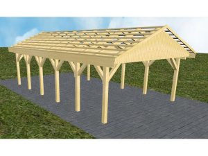 JODA Carport Walsrode LO Classic Satteldach, ohne Rinne, ohne Pfannen