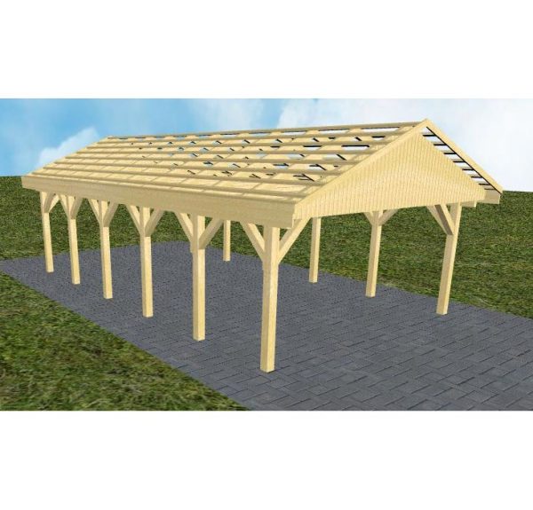 JODA Carport Walsrode LO Classic Satteldach, ohne Rinne, ohne Pfannen