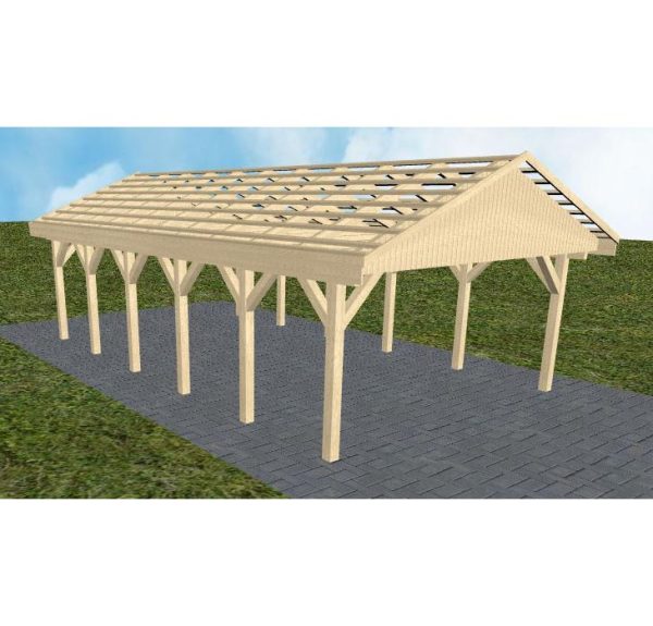 JODA Carport Walsrode LO Master Satteldach, ohne Rinne, ohne Pfannen