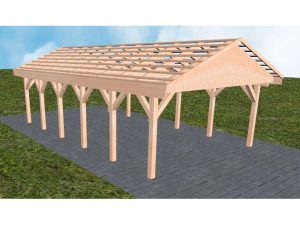 JODA Carport Walsrode LO Natur Satteldach, ohne Rinne, ohne Pfannen