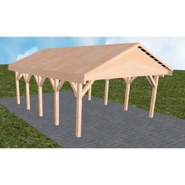 JODA Carport Walsrode MG Natur Satteldach, vorb.f. Gründach
