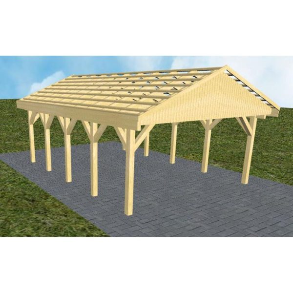 JODA Carport Walsrode MO Classic Satteldach, ohne Rinne, ohne Pfannen