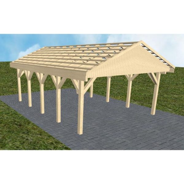 JODA Carport Walsrode MO Master Satteldach, ohne Rinne, ohne Pfannen