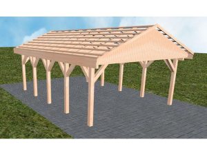 JODA Carport Walsrode MO Natur Satteldach, ohne Rinne, ohne Pfannen