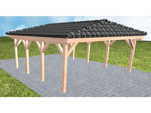 JODA Carport Keitum KD Natur incl. Pfannen und Rinne