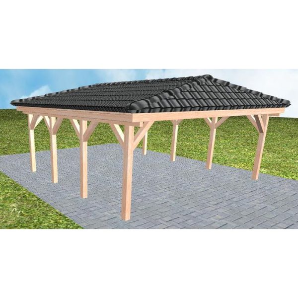 JODA Carport Keitum KD Natur incl. Pfannen und Rinne