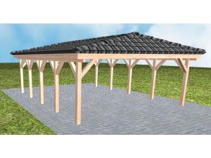 JODA Carport Keitum MD Natur incl. Pfannen und Rinne