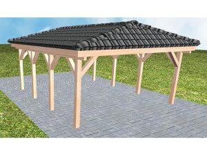 JODA Carport Kiel KD Natur incl. Pfannen und Rinne
