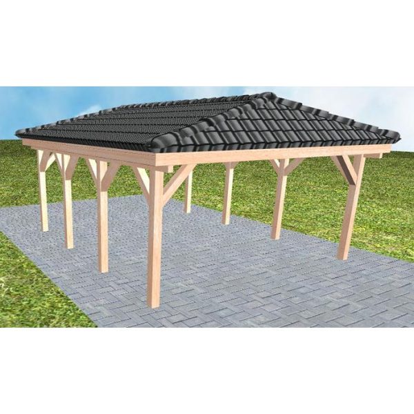 JODA Carport Kiel KD Natur incl. Pfannen und Rinne