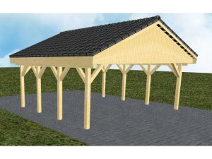 JODA Carport Würzburg KD Classic Satteldach, incl. Pfannen und Rinne