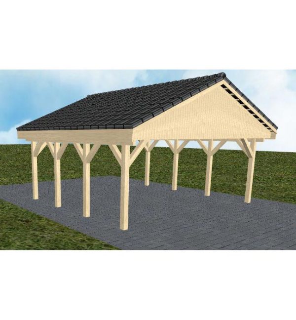 JODA Carport Würzburg KD Master Satteldach, incl. Pfannen und Rinne