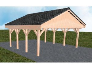 JODA Carport Würzburg KD Natur Satteldach, incl. Pfannen und Rinne