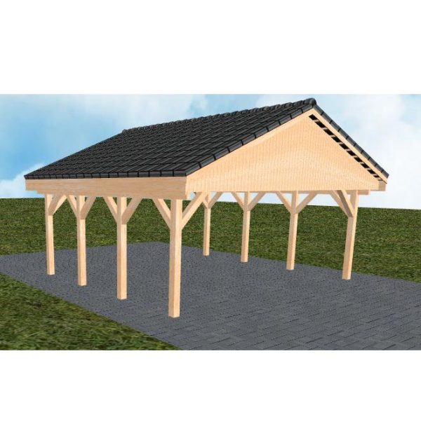 JODA Carport Würzburg KD Perfect Satteldach, incl. Pfannen und Rinne