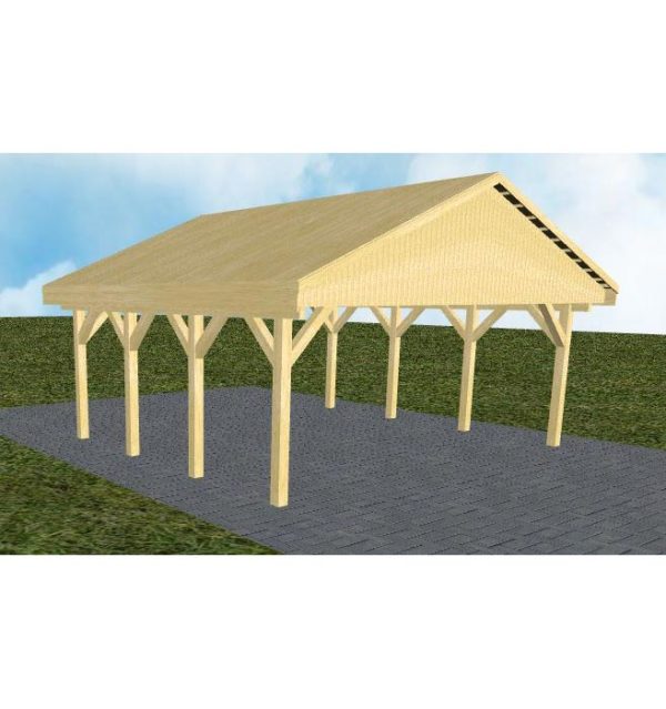 JODA Carport Würzburg KG Classic Satteldach, vorb.f. Gründach