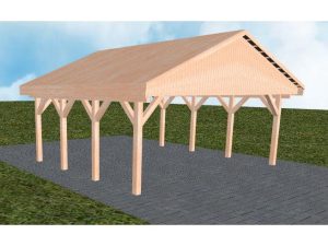 JODA Carport Würzburg KG Natur Satteldach, vorb.f. Gründach