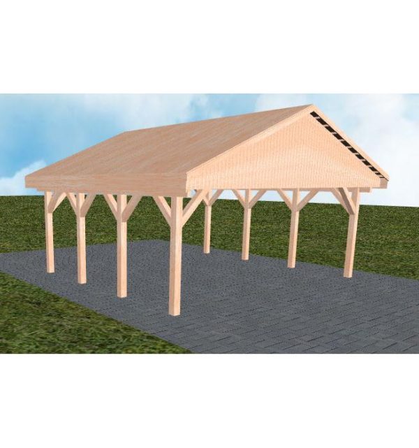 JODA Carport Würzburg KG Natur Satteldach, vorb.f. Gründach