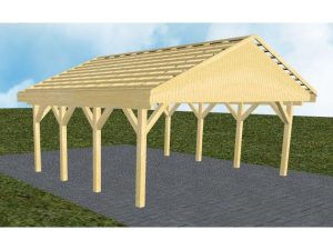 JODA Carport Würzburg KO Classic Satteldach, ohne Rinne, ohne Pfannen