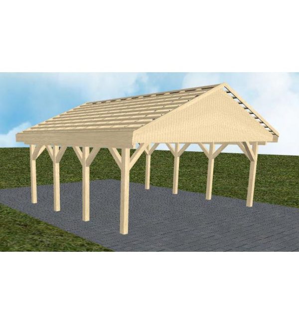 JODA Carport Würzburg KO Master Satteldach, ohne Rinne, ohne Pfannen