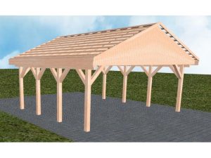 JODA Carport Würzburg KO Natur Satteldach, ohne Rinne, ohne Pfannen