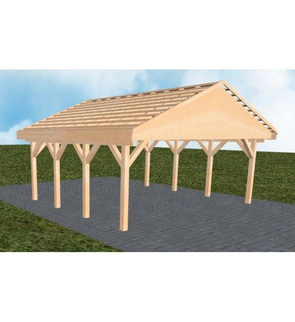 JODA Carport Würzburg KO Perfect Satteldach, ohne Rinne, ohne Pfannen