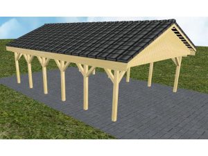 JODA Carport Würzburg LD Classic Satteldach, incl. Pfannen und Rinne